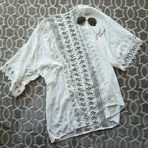 Charlotte Russe White Lace Kimono